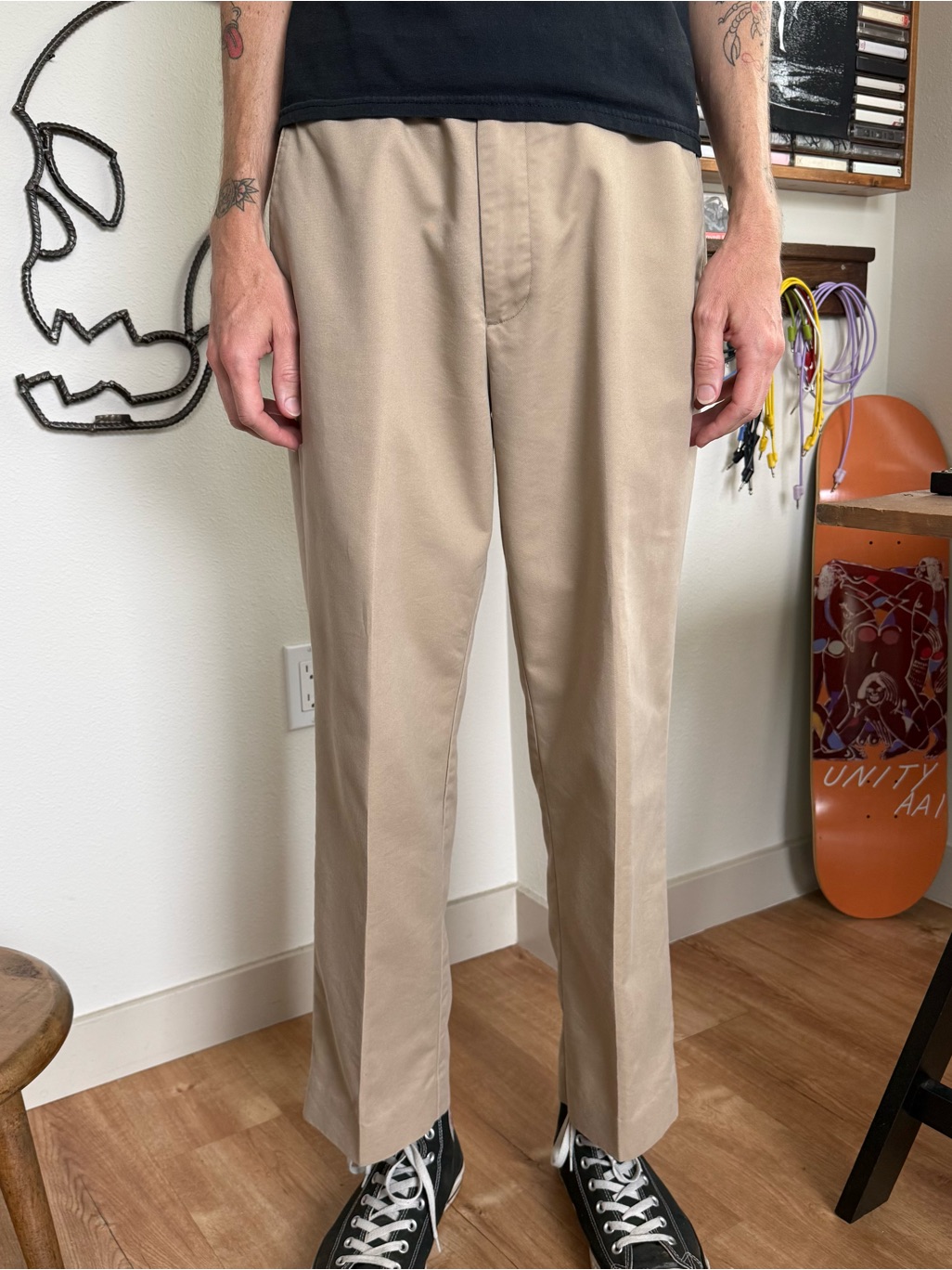 Sold Vintage 2000s Tan High Waisted Pleated Trousers By Dockers ~ 32 X 28
